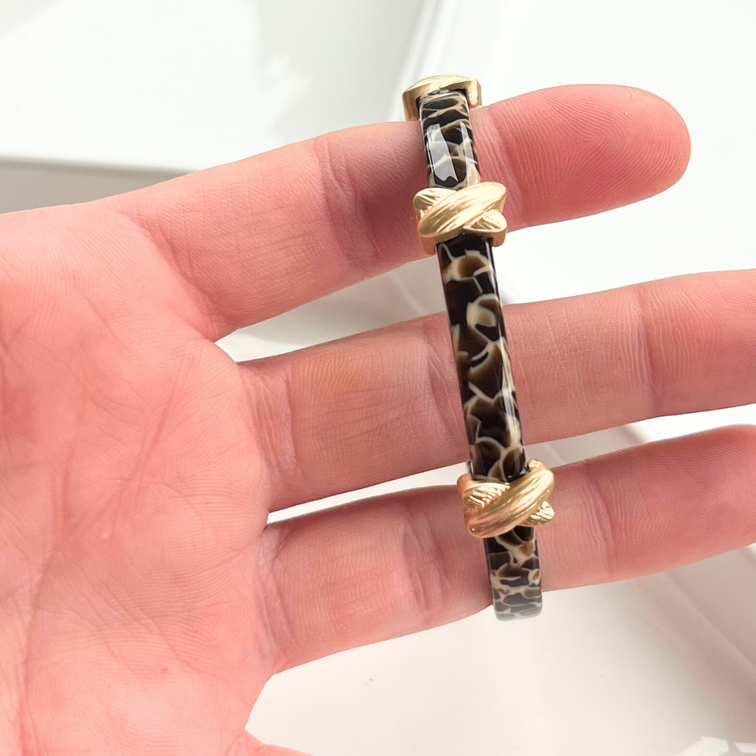 Brown and Gold X Accent Bracelet