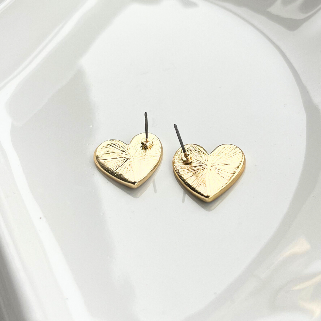 Noir Heart Statement Stud Earrings