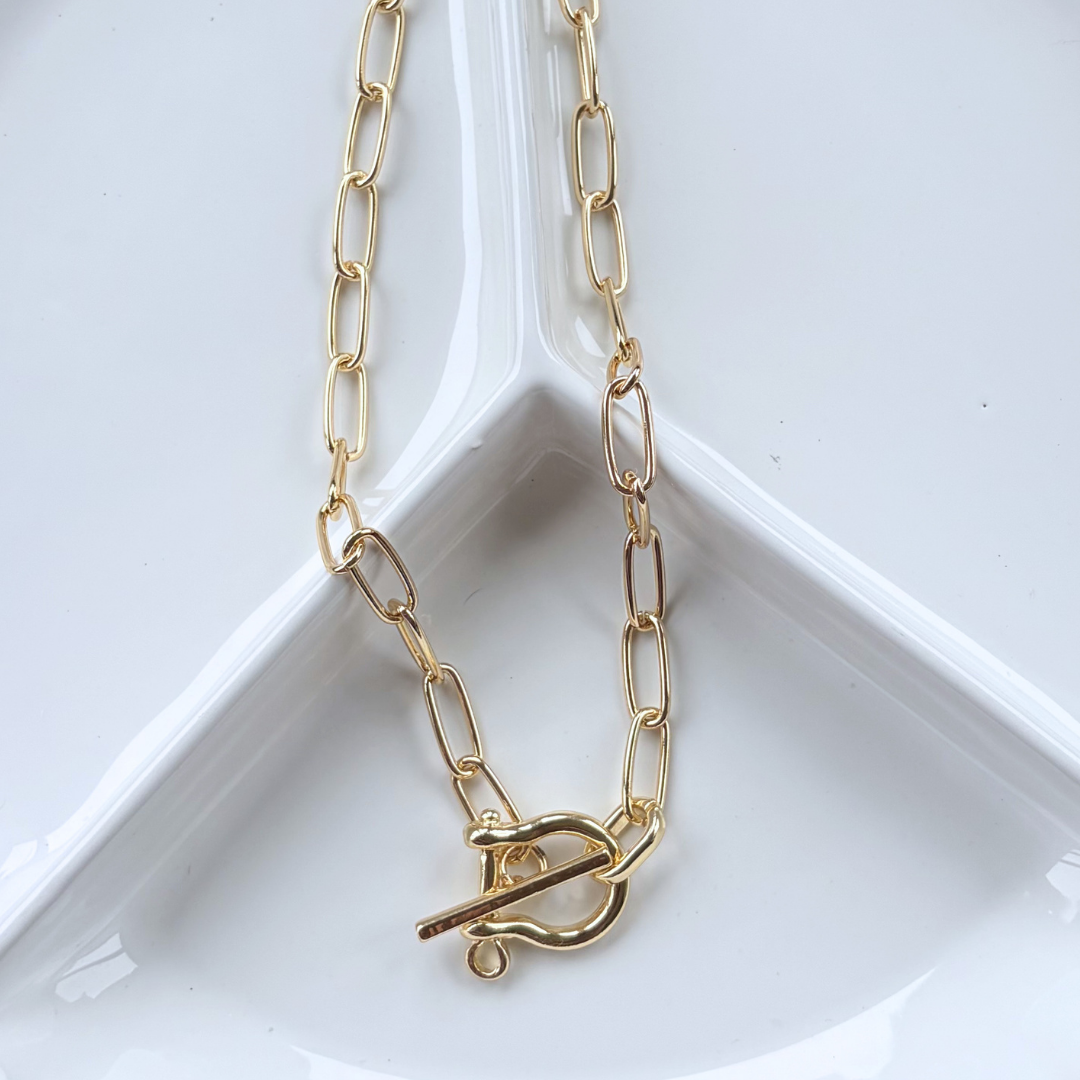 Summer Essential Golden PaperClip Bit Necklace