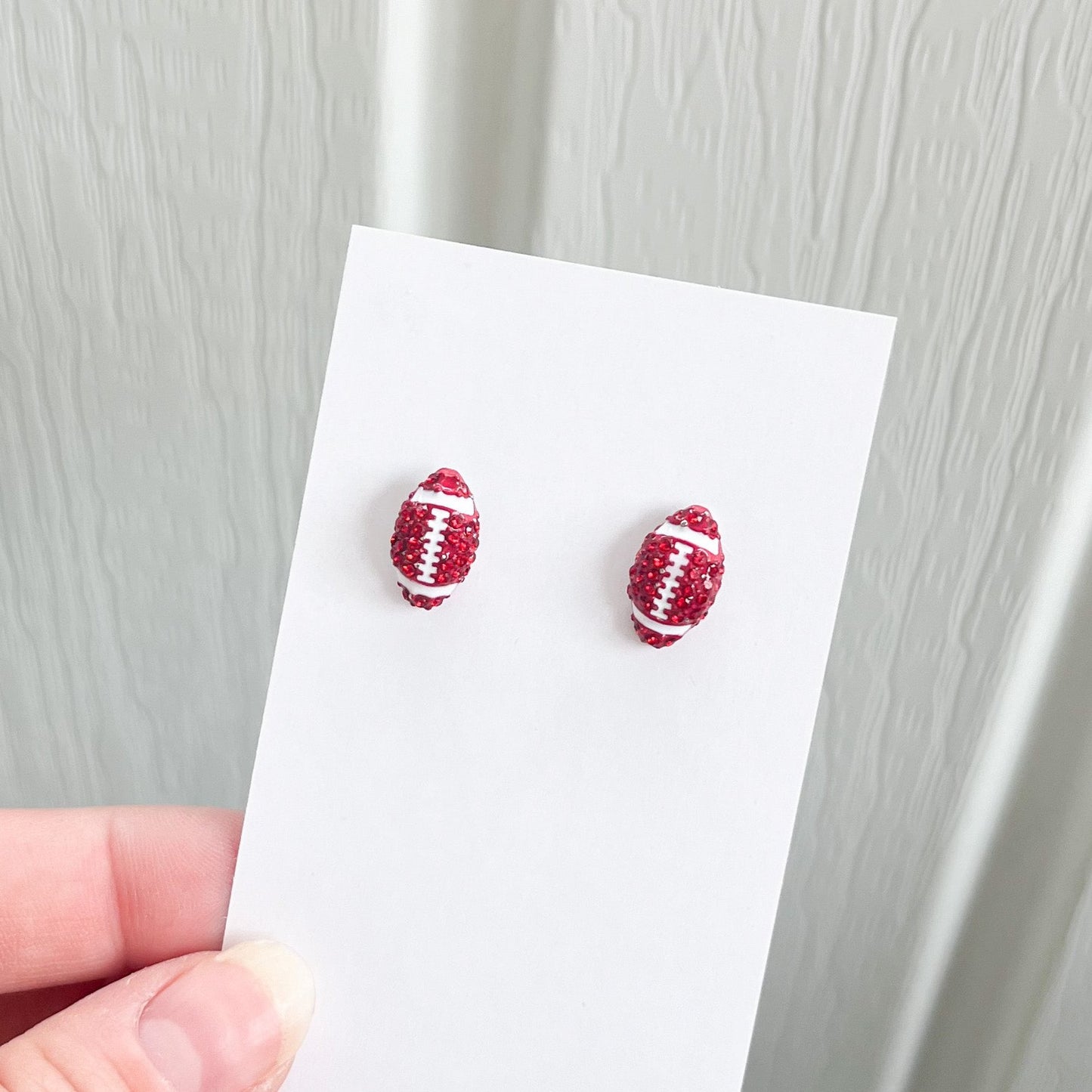 Red Diamond Football Stud Earrings