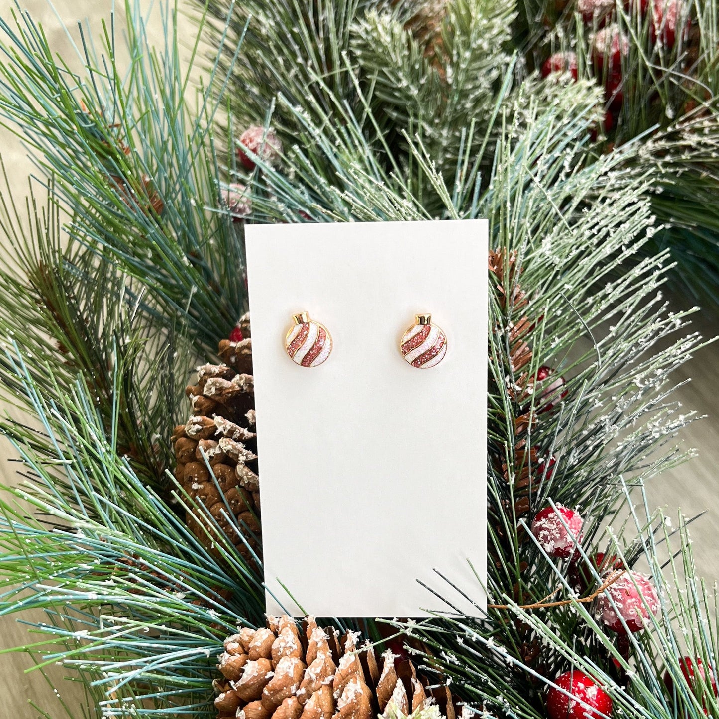 Pink Glitter Ornament Earrings