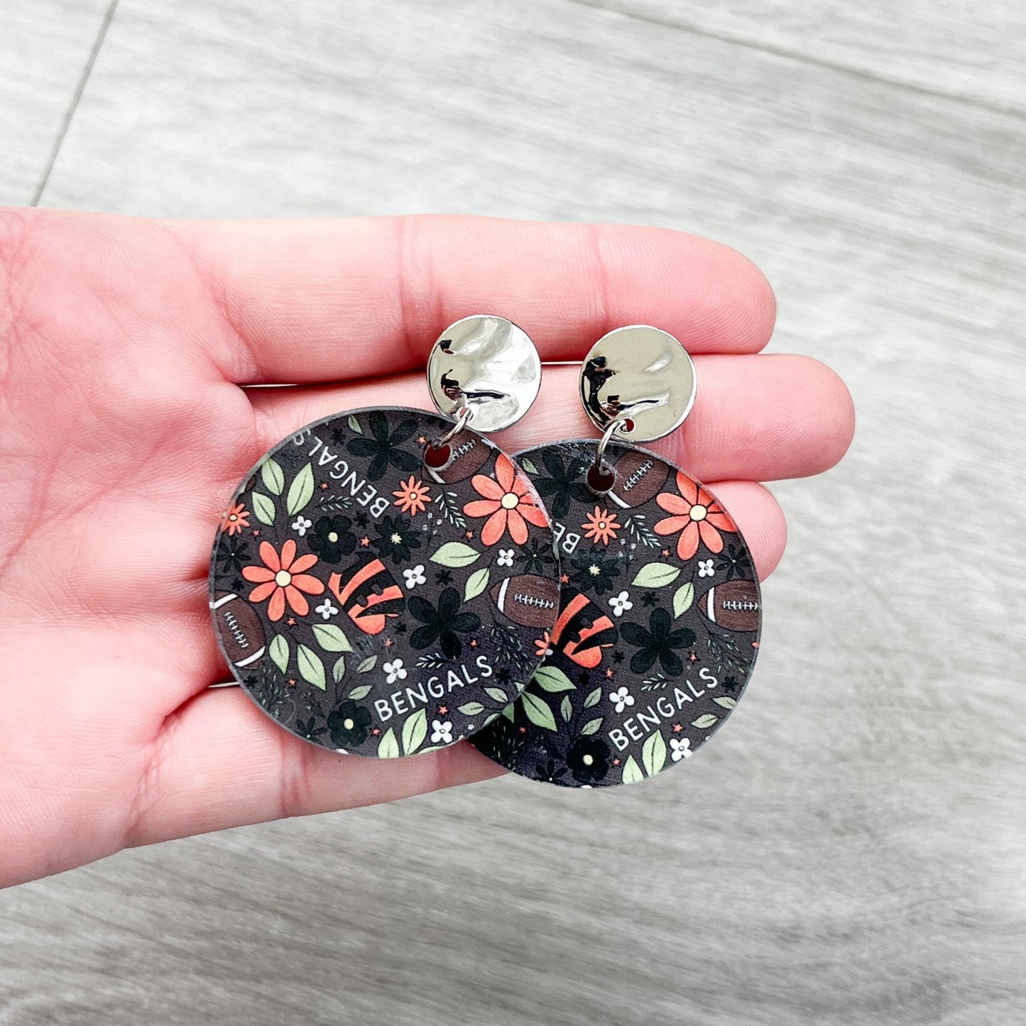 Cincinnati Floral Football Earrings