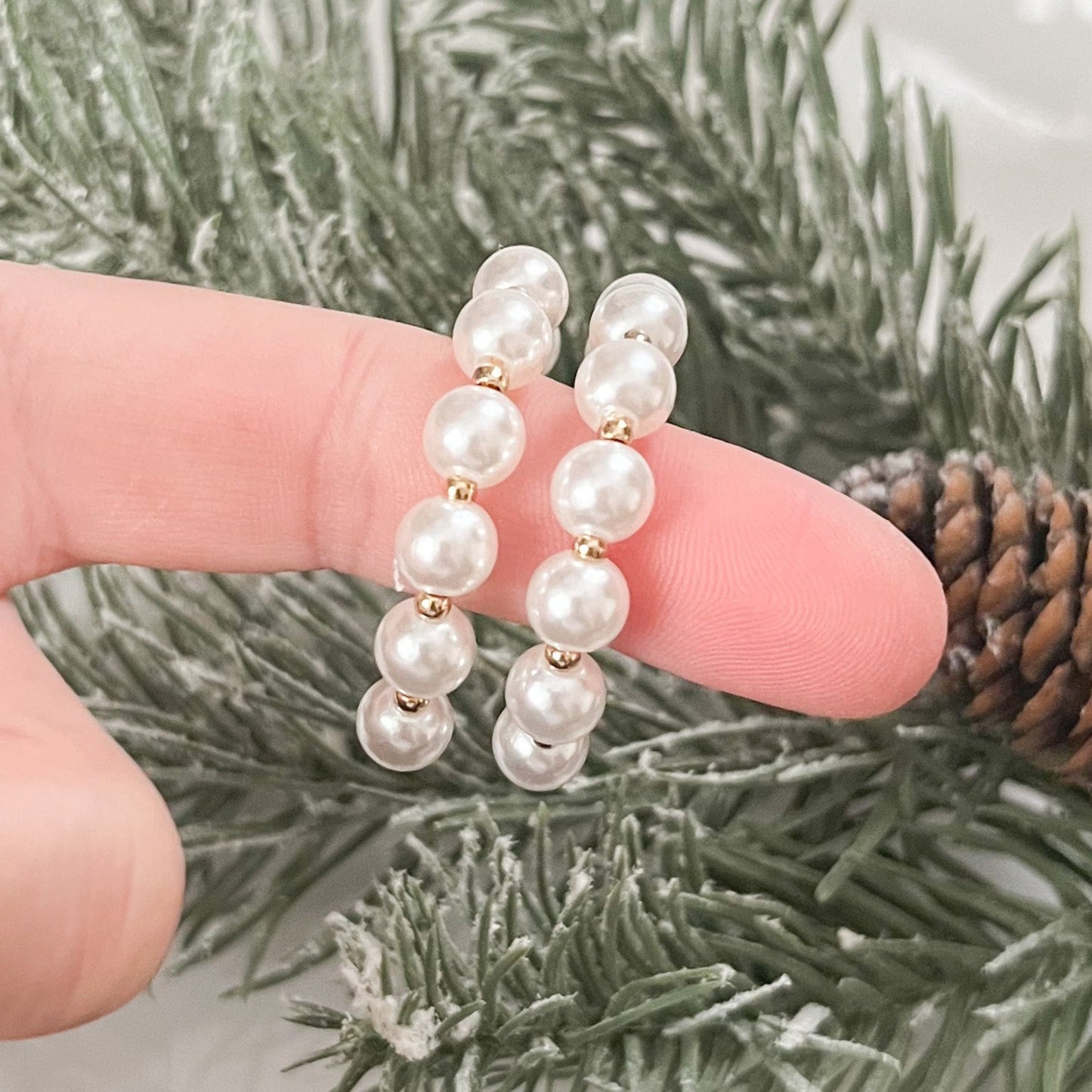 Pearl and Gold Hoop Earrings