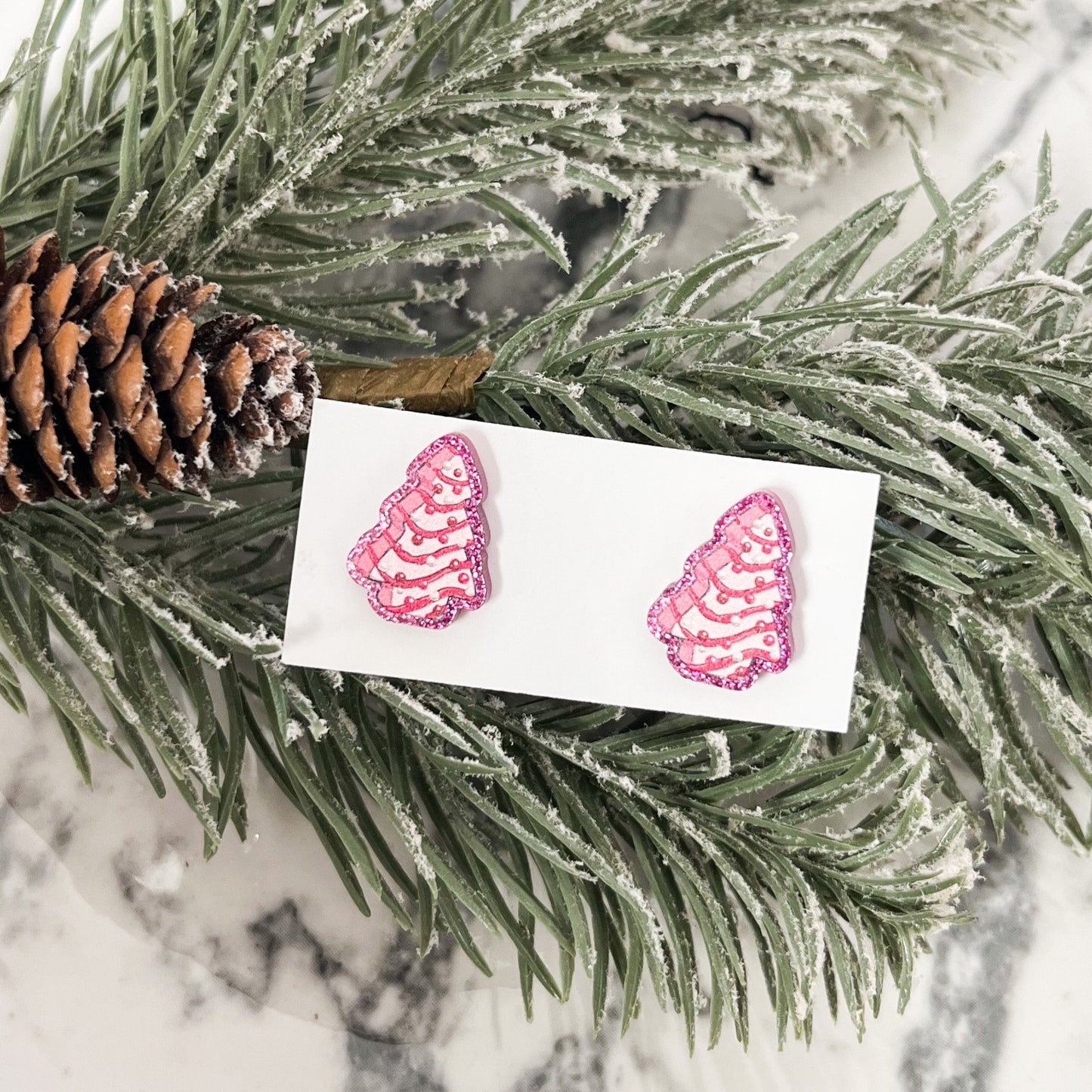 Pink Snack Cake Stud Earrings