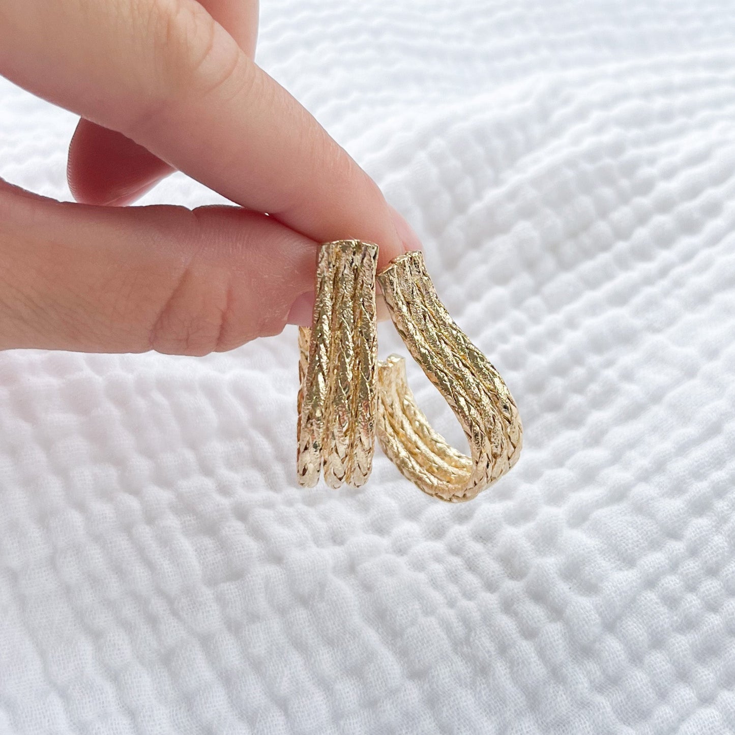 Greece Braided Golden U Hoop Earrings