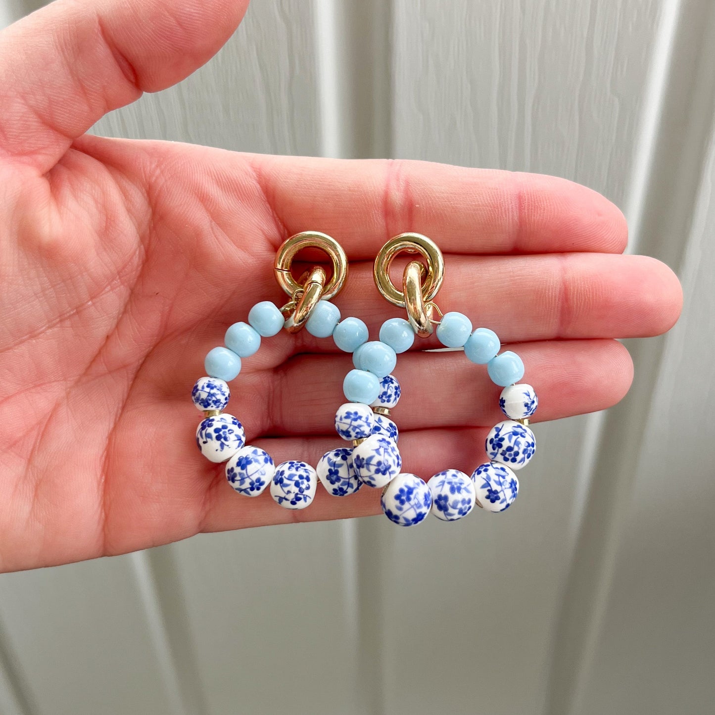 Connecticut Cottage Blue Beaded Earrings