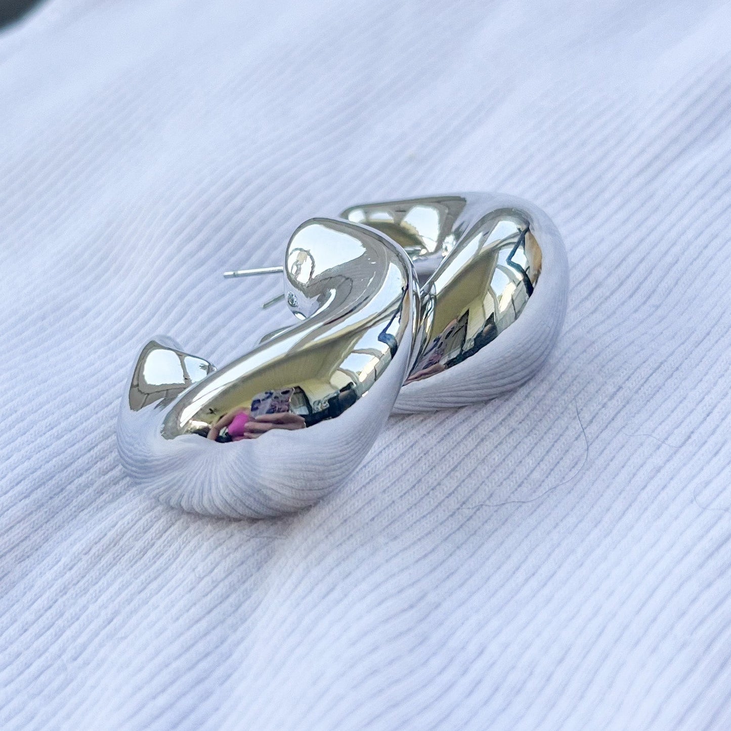 Scotland Large Silver Chunky Hoop Earrings