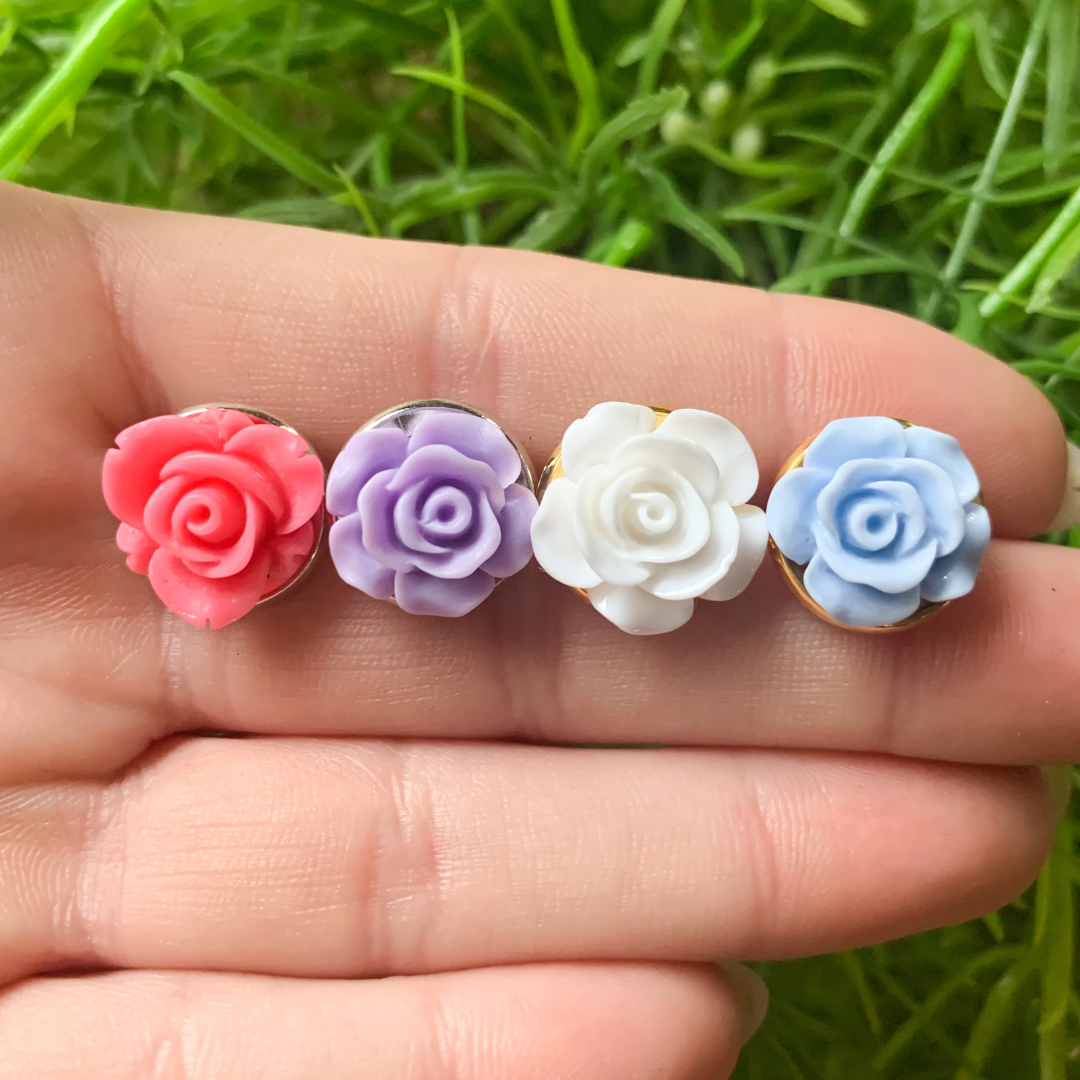 Purple Rose Stud Earrings
