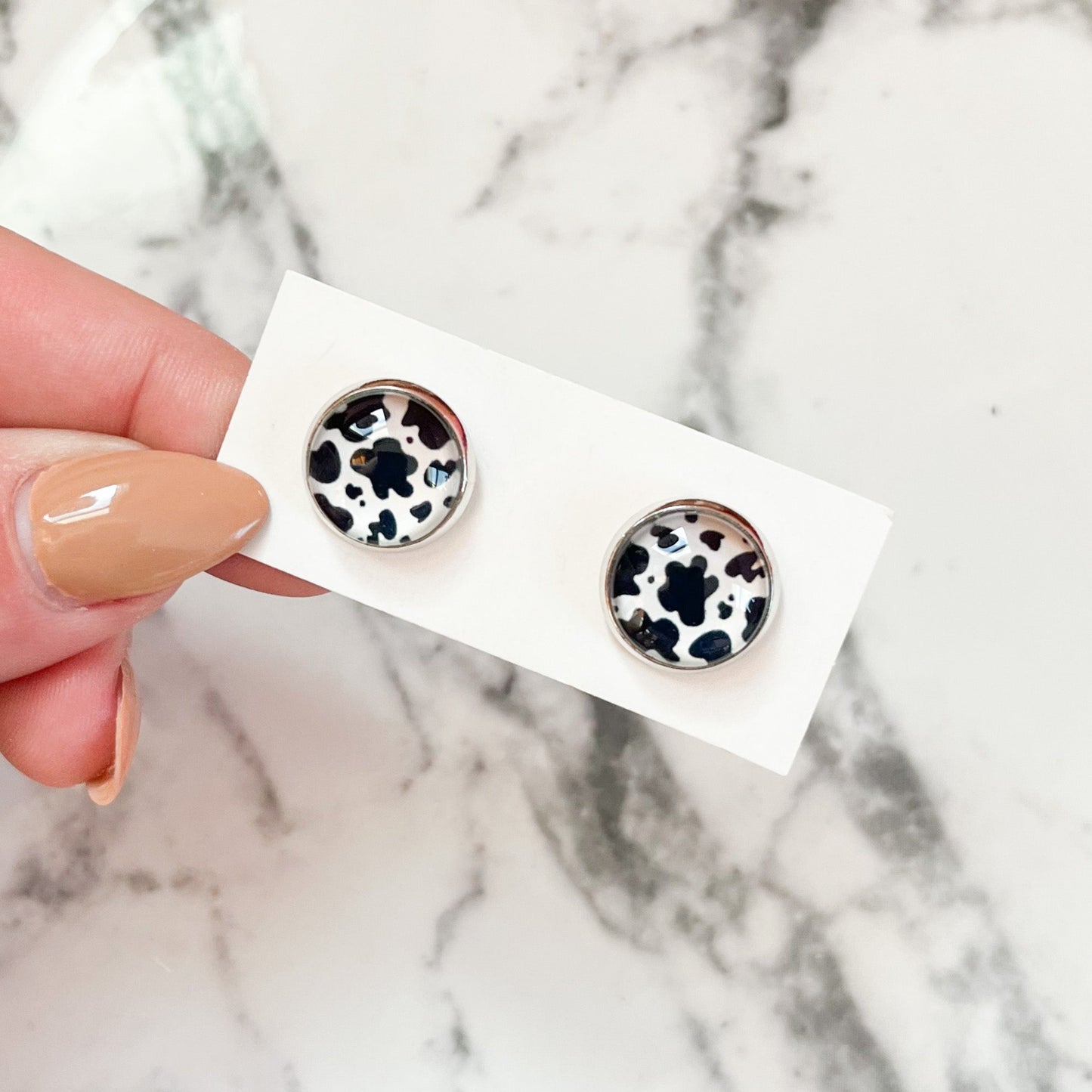 Cow Print Stud Earrings