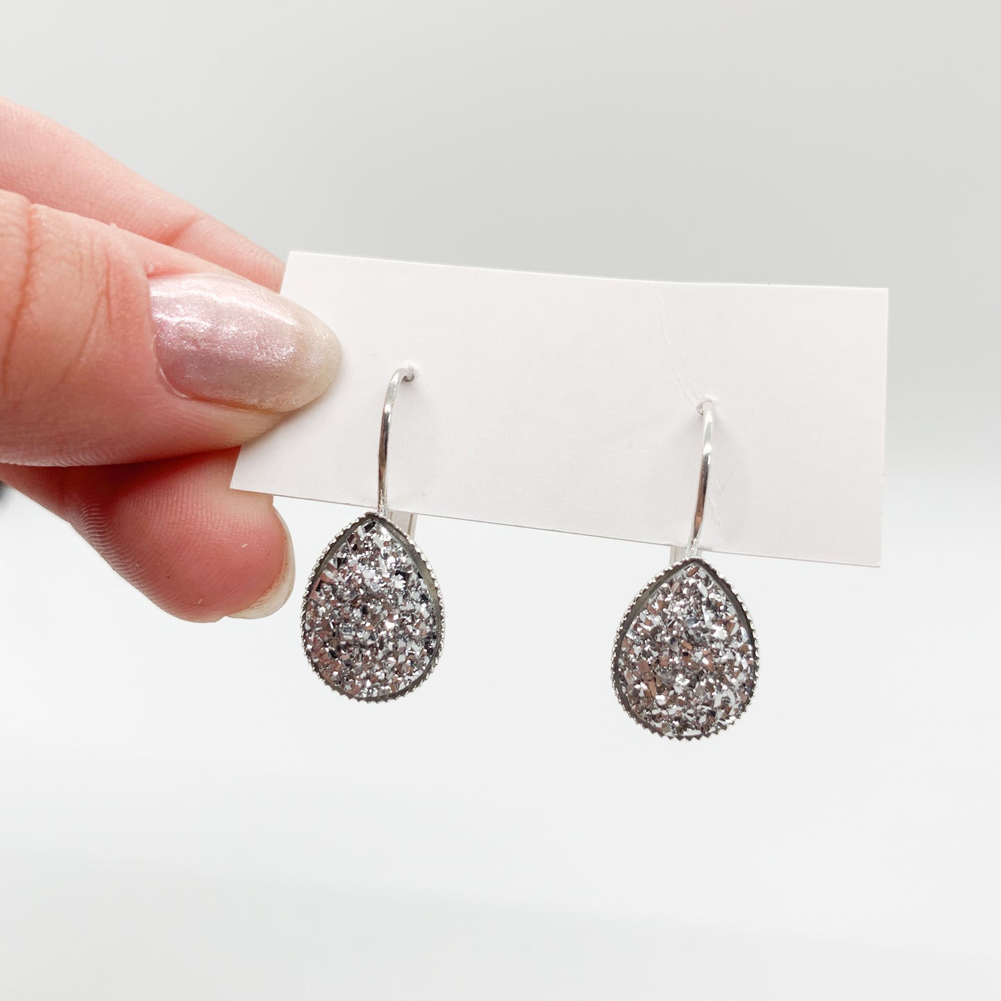 Silver Teardrop Drop Earrings