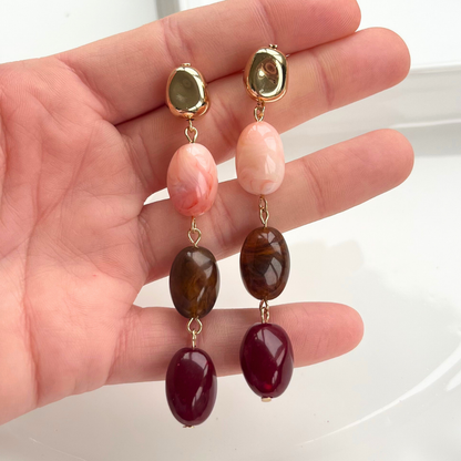 Fireside Merlot Beaded Dangle Earrings