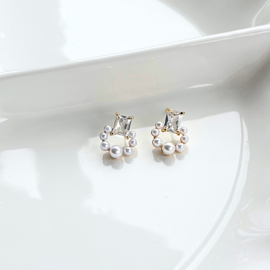 Crystal Pearl Luxe Stud Earrings