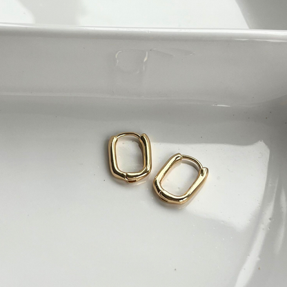 Mini Gold Rectangle Huggie Hoops