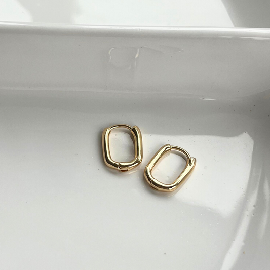 Mini Gold Rectangle Huggie Hoops