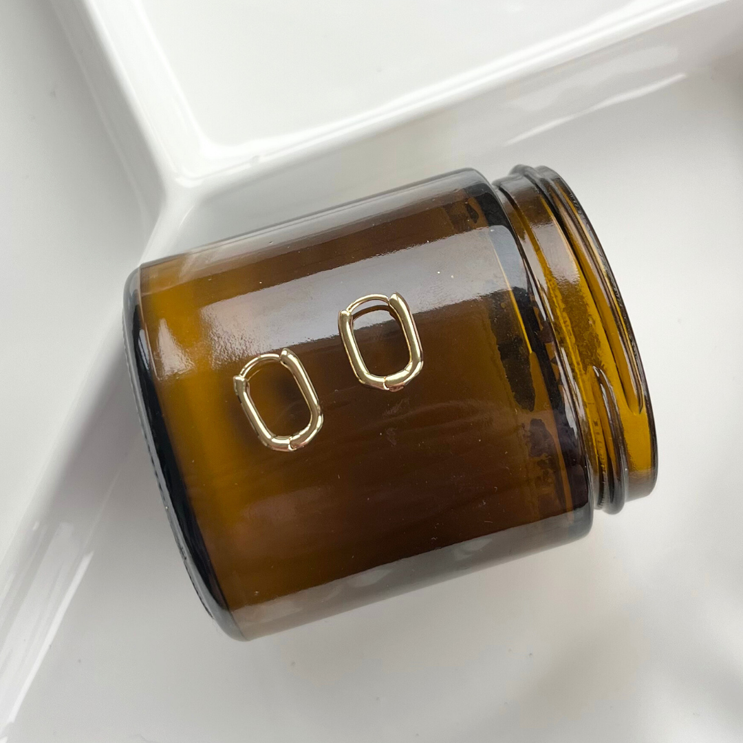 Mini Gold Rectangle Huggie Hoops