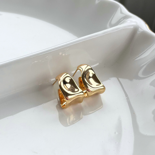 Brilliance Gold Chunky Fold Hoop Earrings