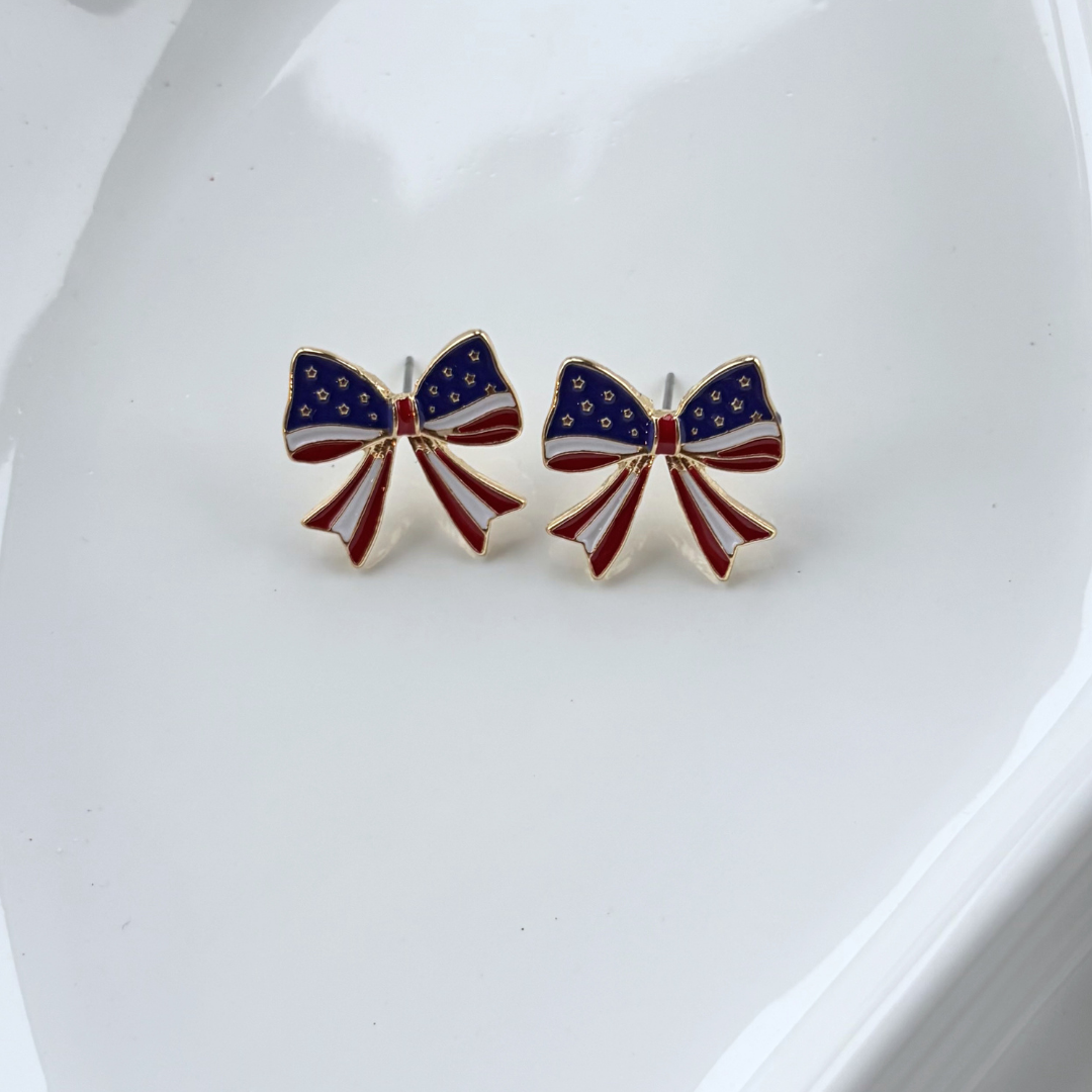 Americana Bow Stud Earrings