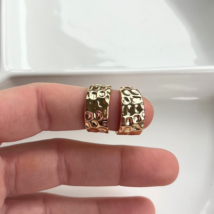 Golden Ray Hammered Hoop Earrings