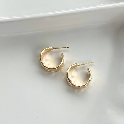 Golden Ray Hammered Hoop Earrings