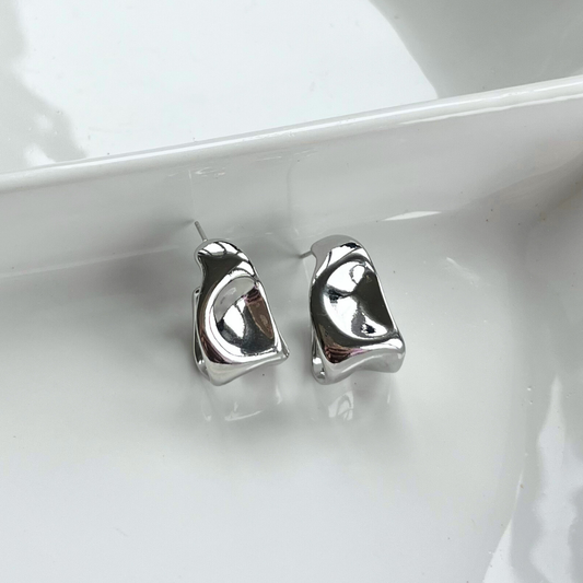 Brilliance Silver Chunky Fold Hoop Earrings
