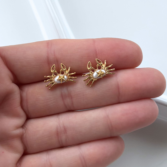 Pearl Gold Crab Stud Earrings