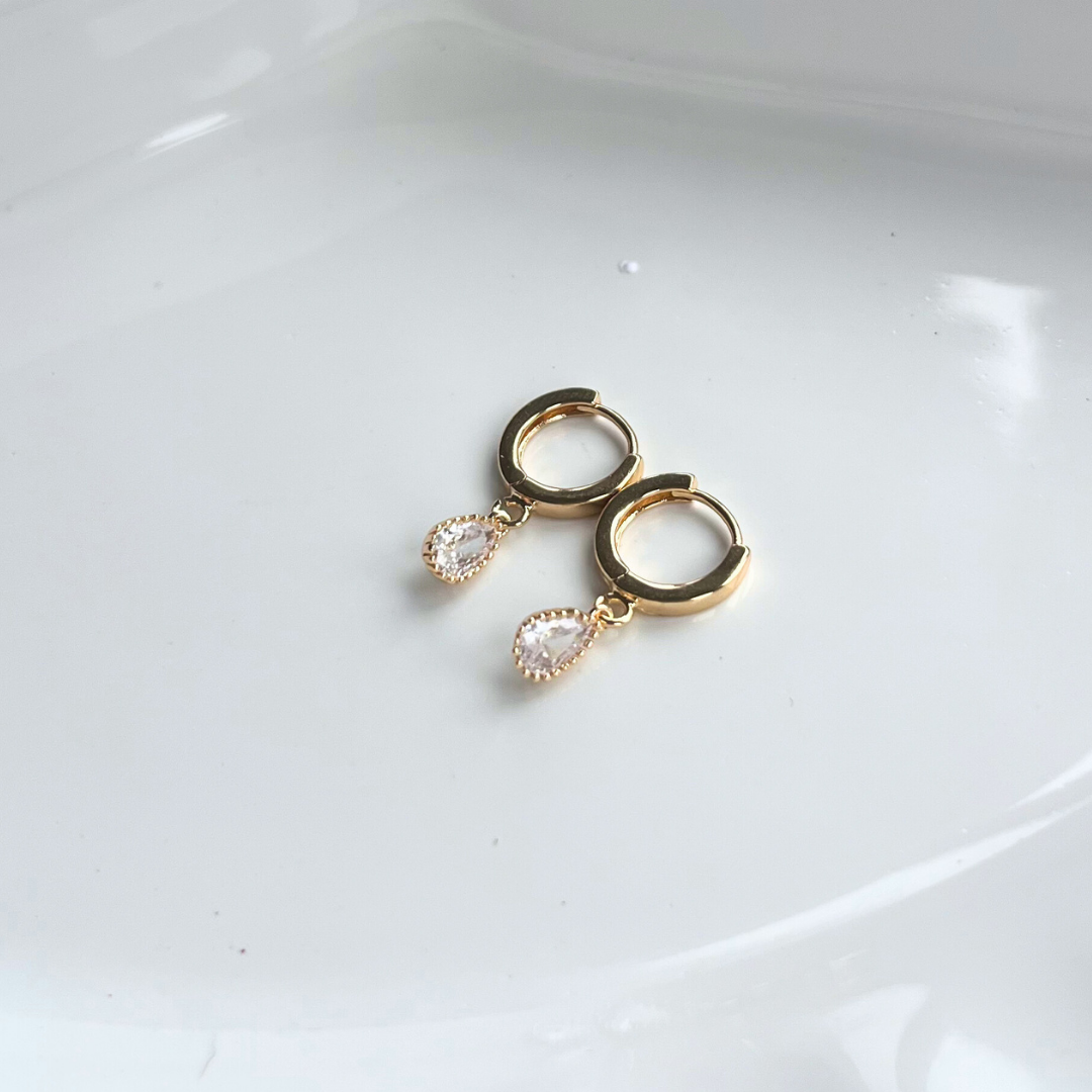 Birthstone Crystal Huggie Hoop Earrings