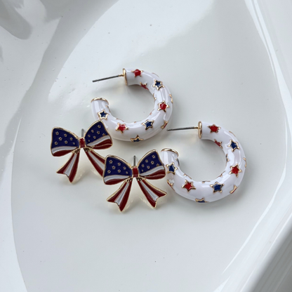 White Star Hoop Earrings