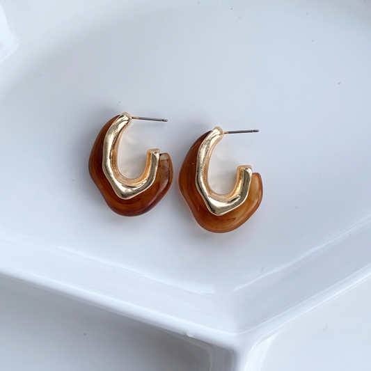 Fireside Amber Gold Hoop Earrings