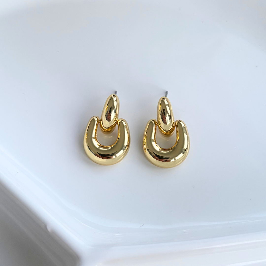 Golden Door Knocker Stud Earrings