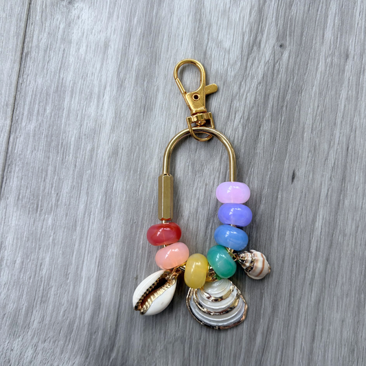 Rainbow Seashell Gold Bag Charm