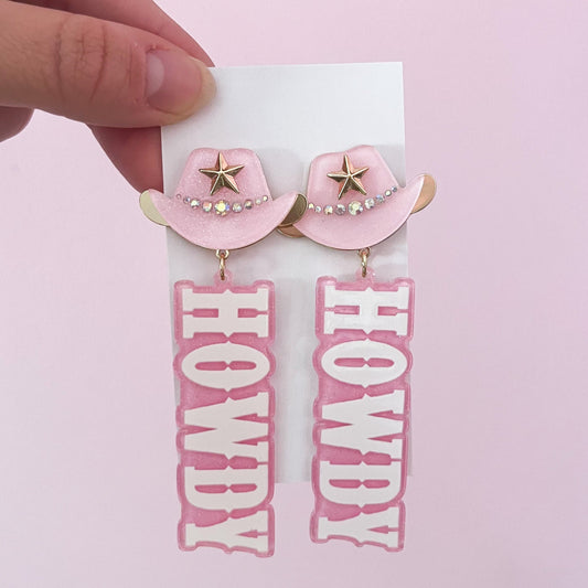 Pink Howdy Statement Earrings