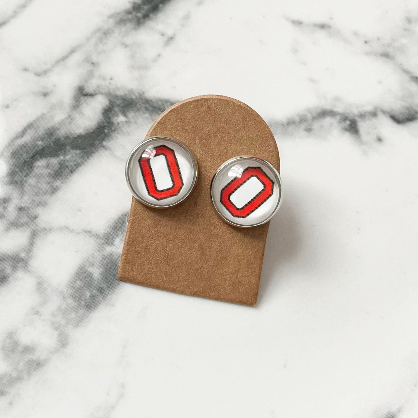 Red "O" Stud Earrings