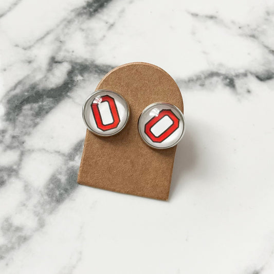 Red "O" Stud Earrings