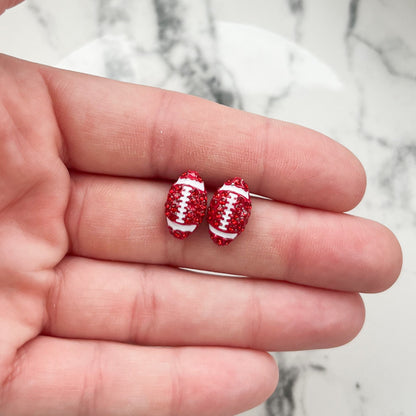 Red Diamond Football Stud Earrings