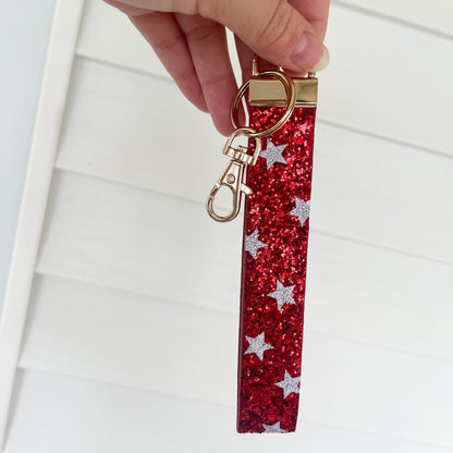 Red Glitter Star Keychain