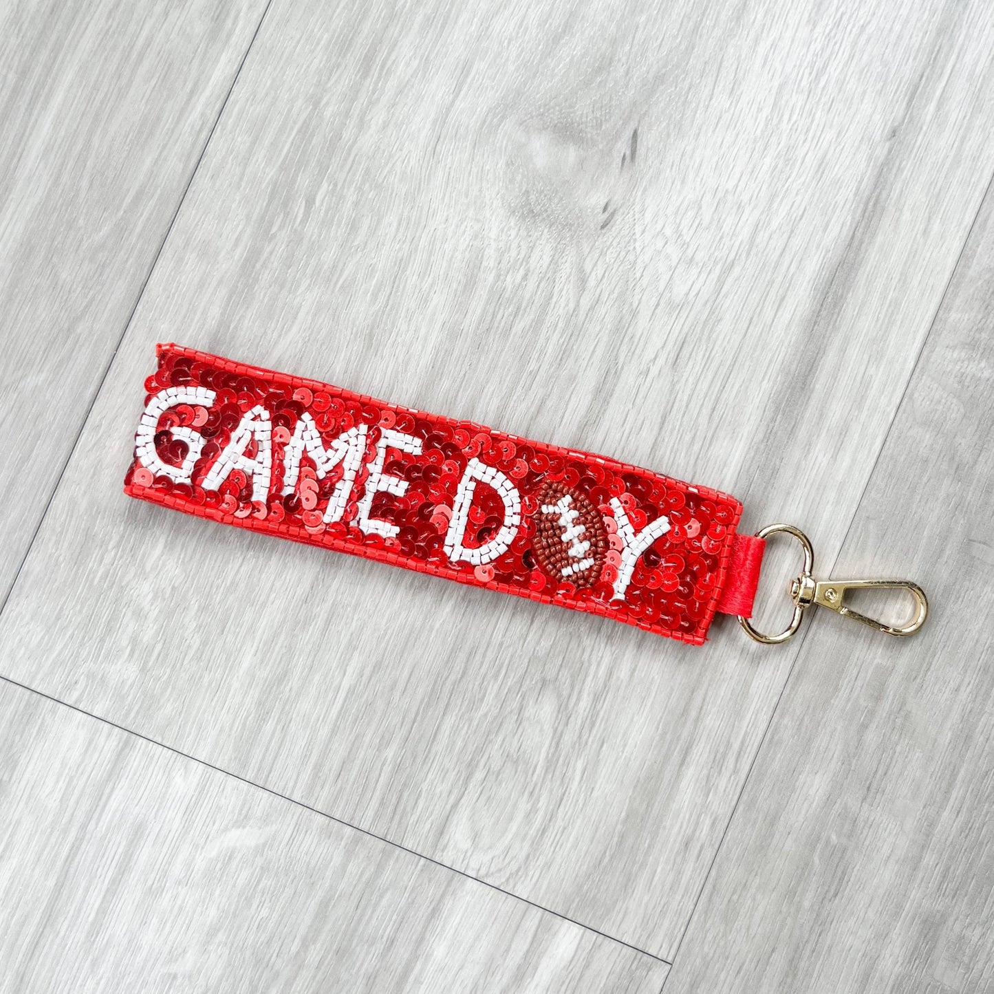 Red Game Day Sequin Football Keychain