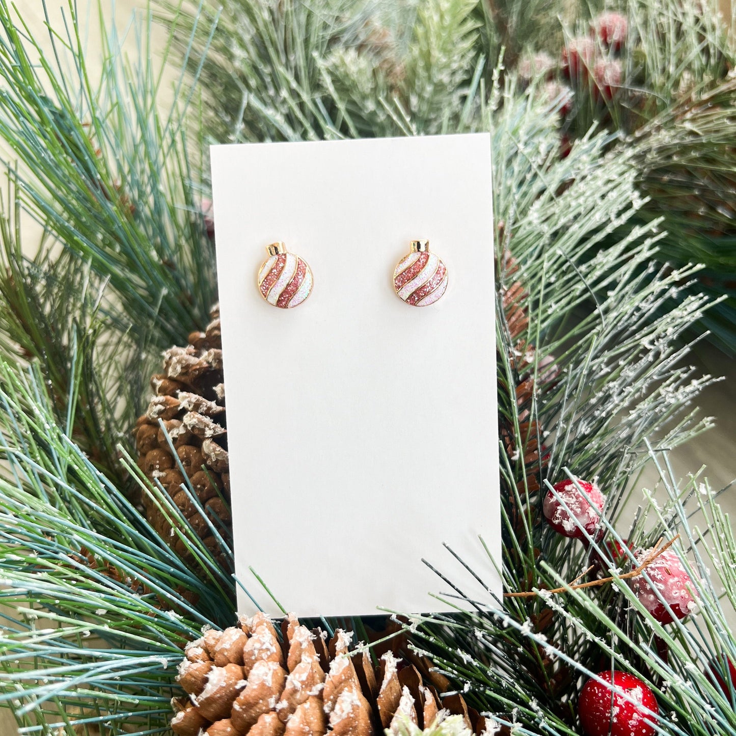 Pink Glitter Ornament Earrings
