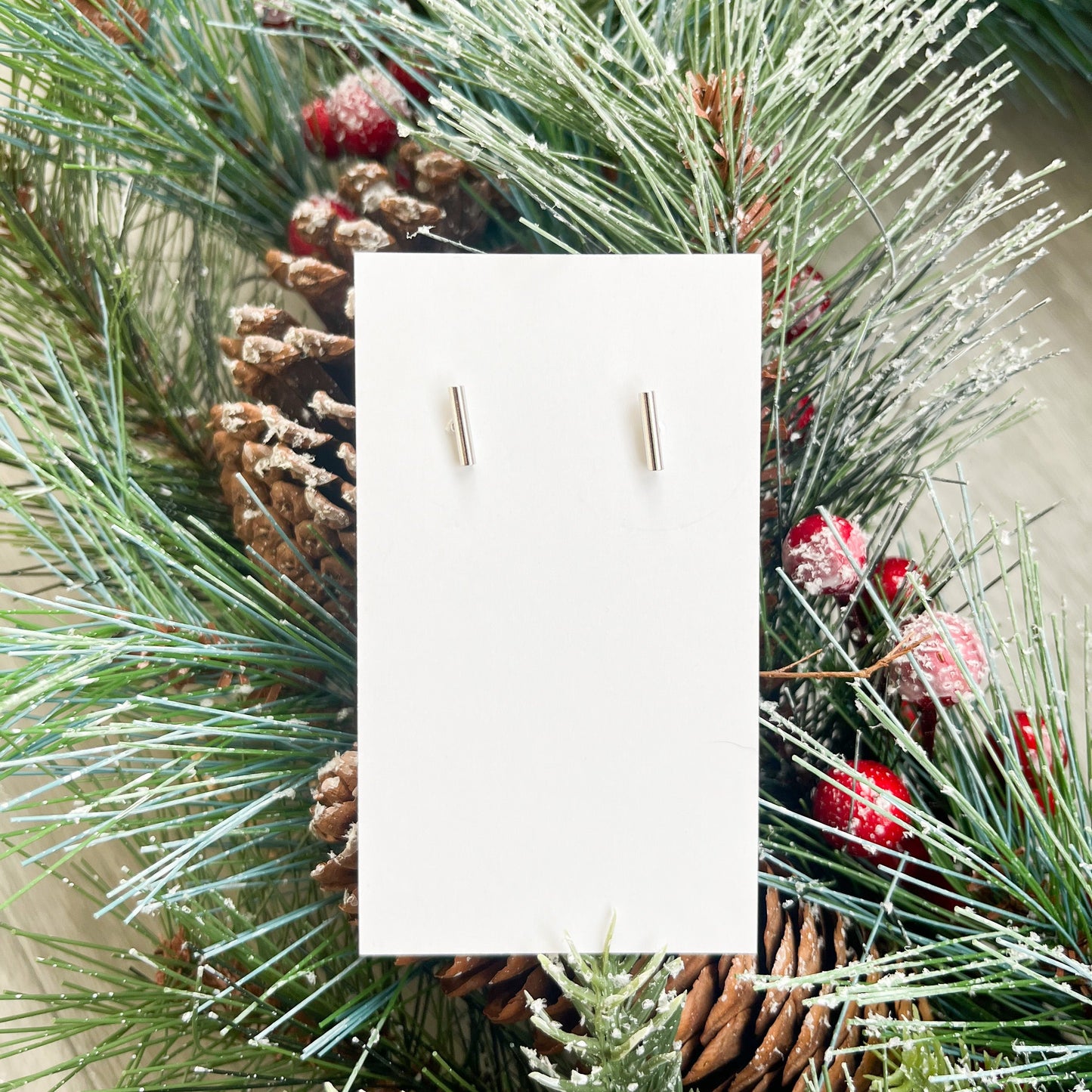 Silver Bar Stud Earrings