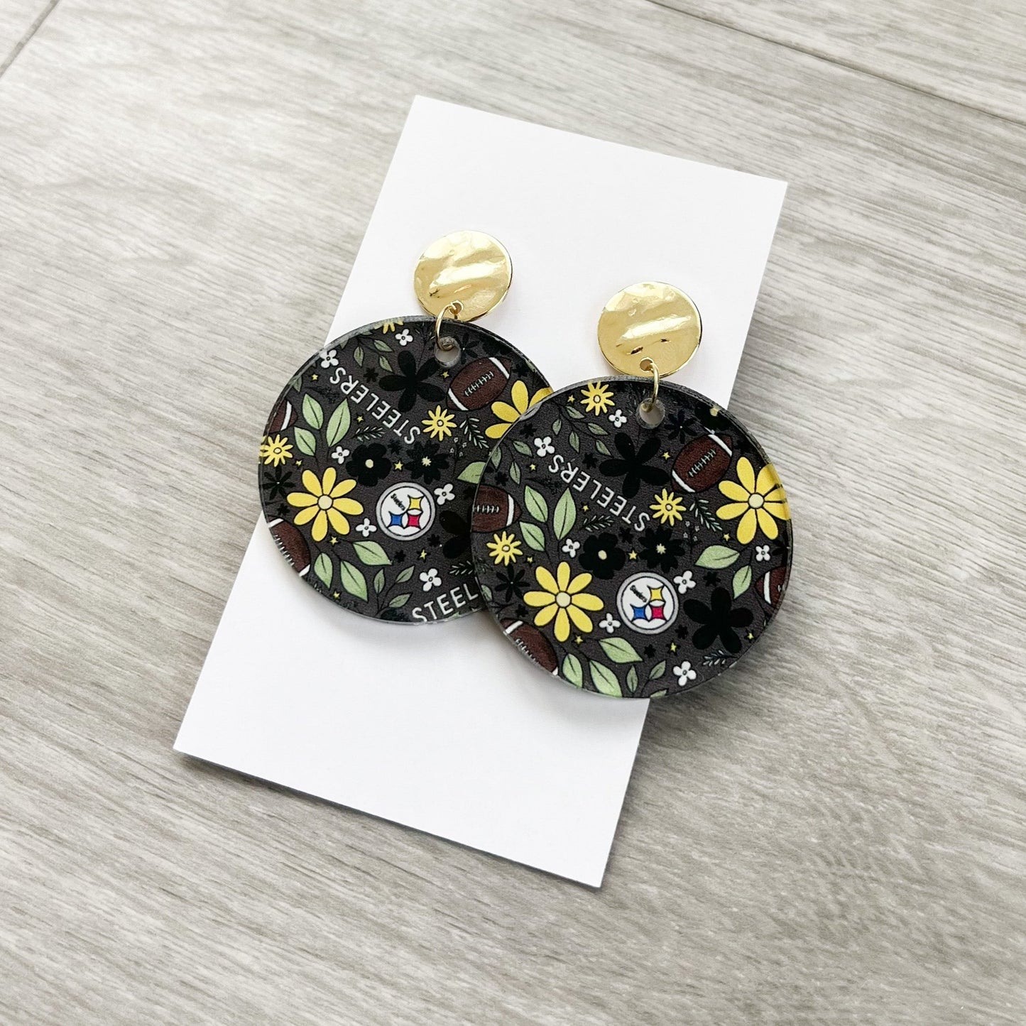Steelers Floral Football Earrings