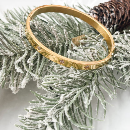 Cubic Zirconia Gold Designer Inspired Bangle