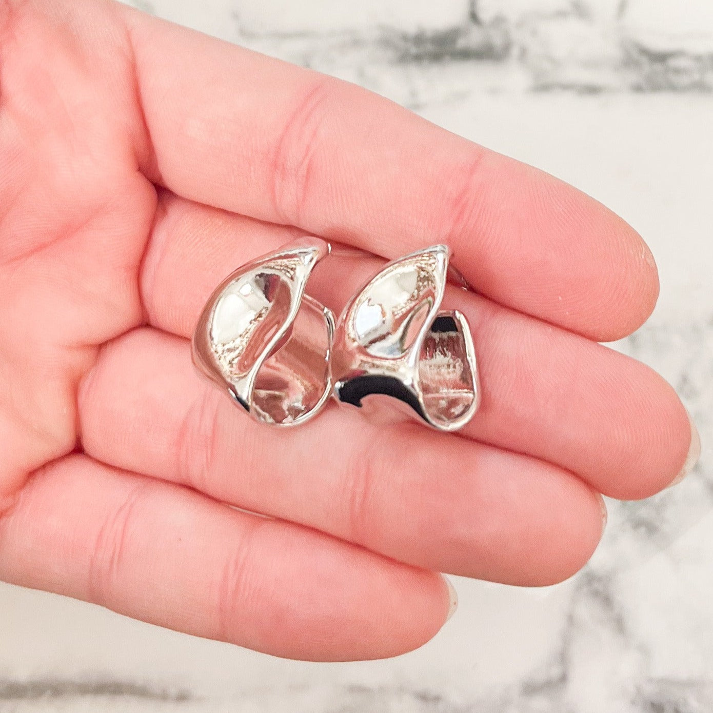 Brilliance Silver Chunky Fold Hoop Earrings