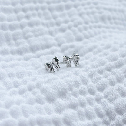 San Diego Mini Bow Stud Earrings (Silver)