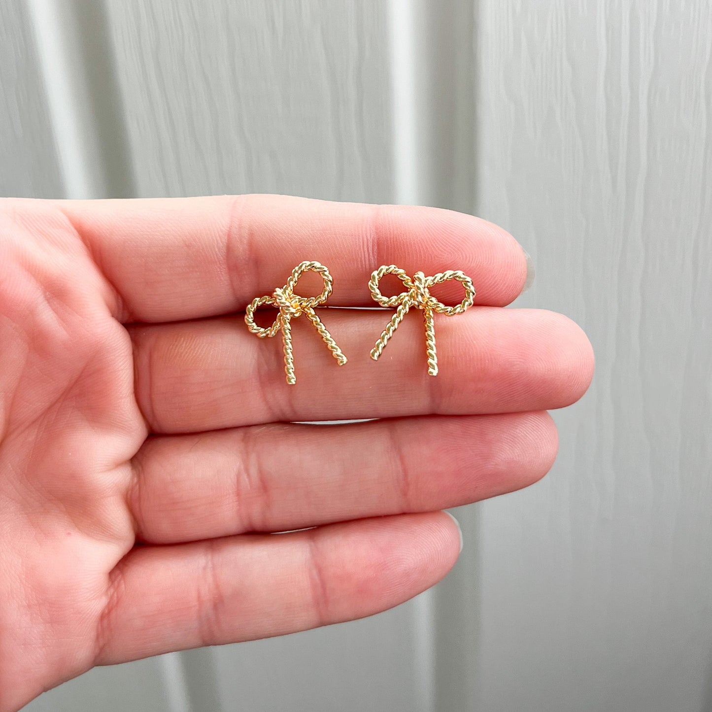 Boston Golden Tied Bow Stud Earrings