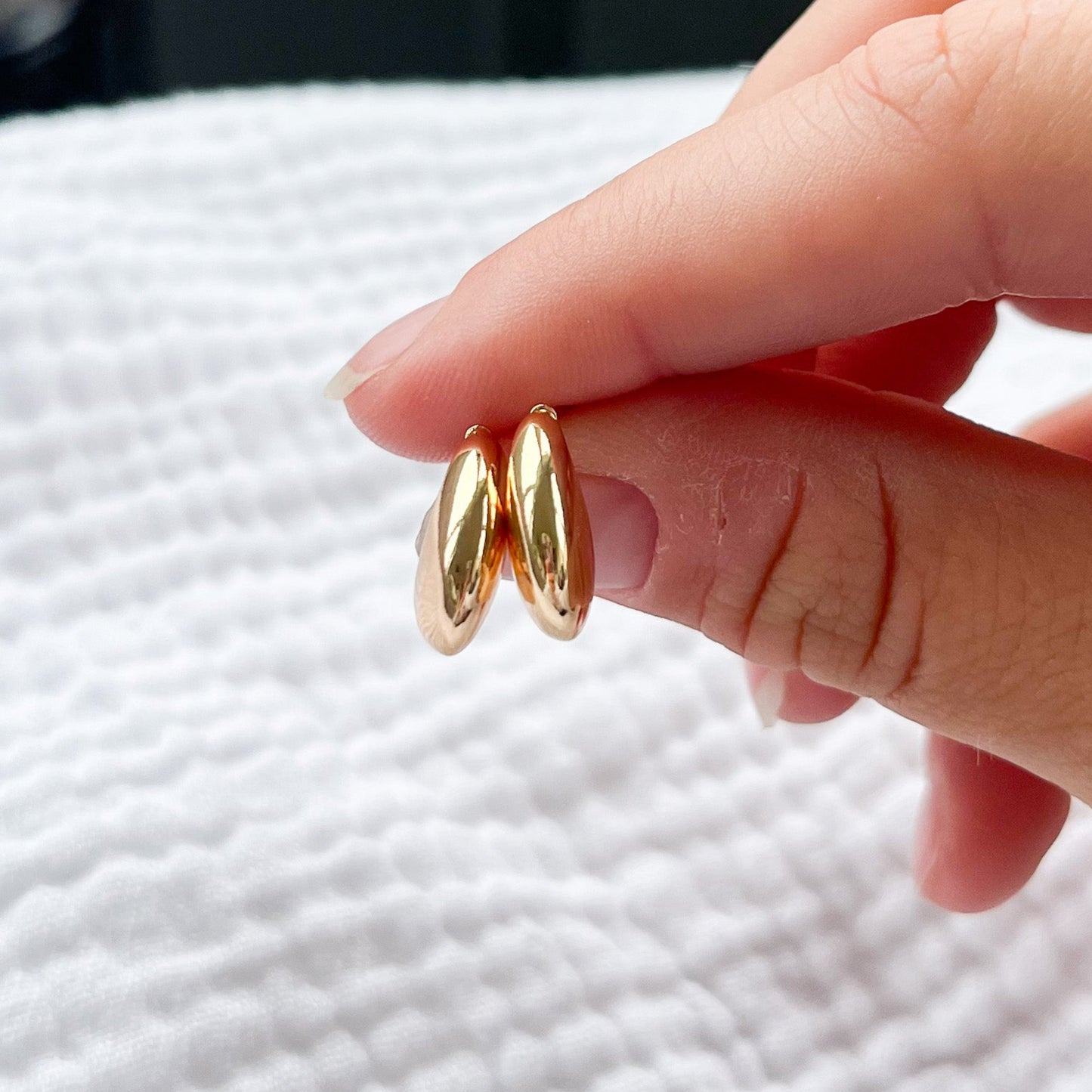 Manhattan Chunky Gold Moon Hoop Earrings