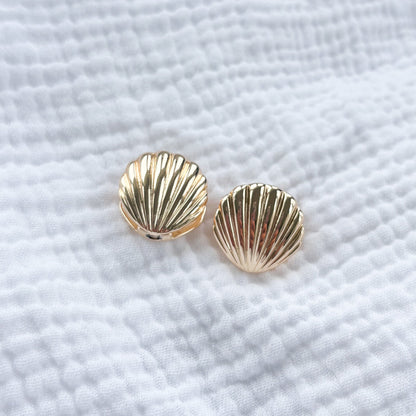 Charleston Golden Shell Clamp Stud Earrings
