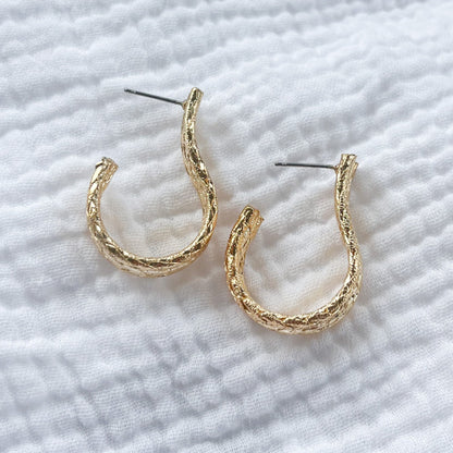 Greece Braided Golden U Hoop Earrings