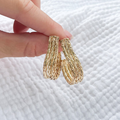 Greece Braided Golden U Hoop Earrings