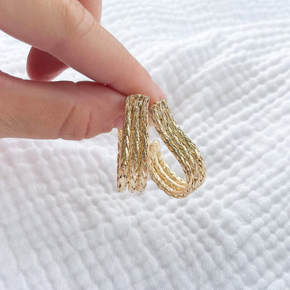 Greece Braided Golden U Hoop Earrings