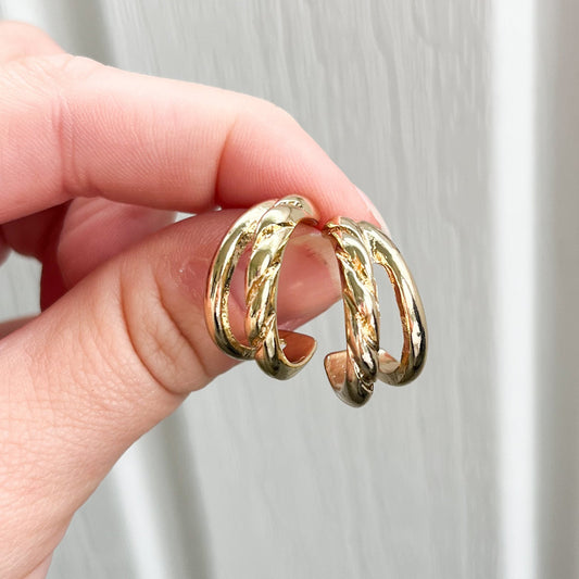 Amsterdam Double Golden Hoop Earrings