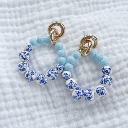 Connecticut Cottage Blue Beaded Earrings